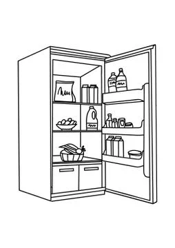 Refrigerator drawing. Line isolated on clean background Stock Illustration