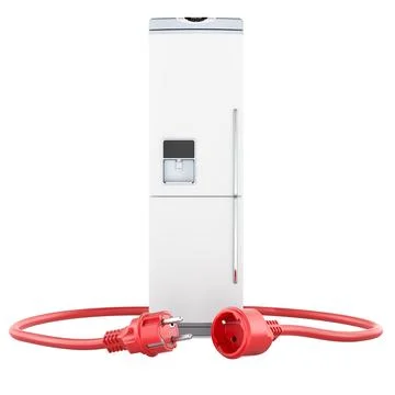 Refrigerator with Electric Plug and Socket disconnection. Power outage in h.. イラスト素材