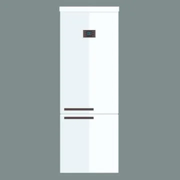 Refrigerator electronic device isolated on white. Flat and solid color design Illustrazione stock