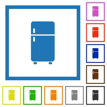 Refrigerator flat framed icons Illustrazione stock