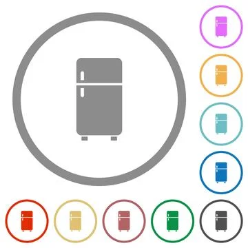 Refrigerator flat icons with outlines Stock Illustration