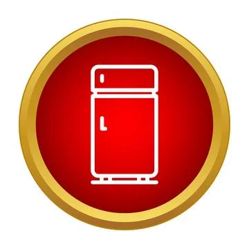 Refrigerator icon on a red gold button Stock Illustration