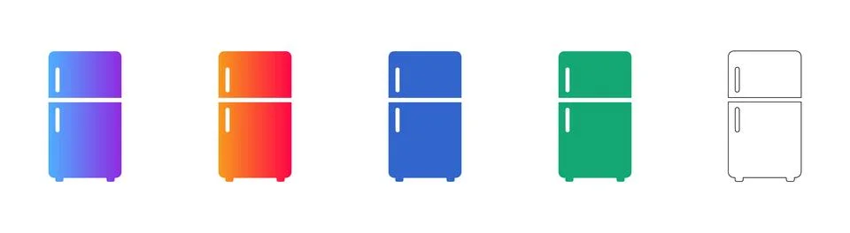 Refrigerator Icon Set in Gradient and Outline Styles Ilustração Stock