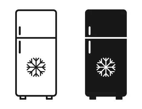 Refrigerator icon set with snowflake symbol linear and glyph style isolated. Illustration