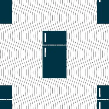 Refrigerator icon sign. Seamless pattern with geometric texture. Illustration