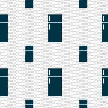 Refrigerator icon sign. Seamless pattern with geometric texture. Illustration