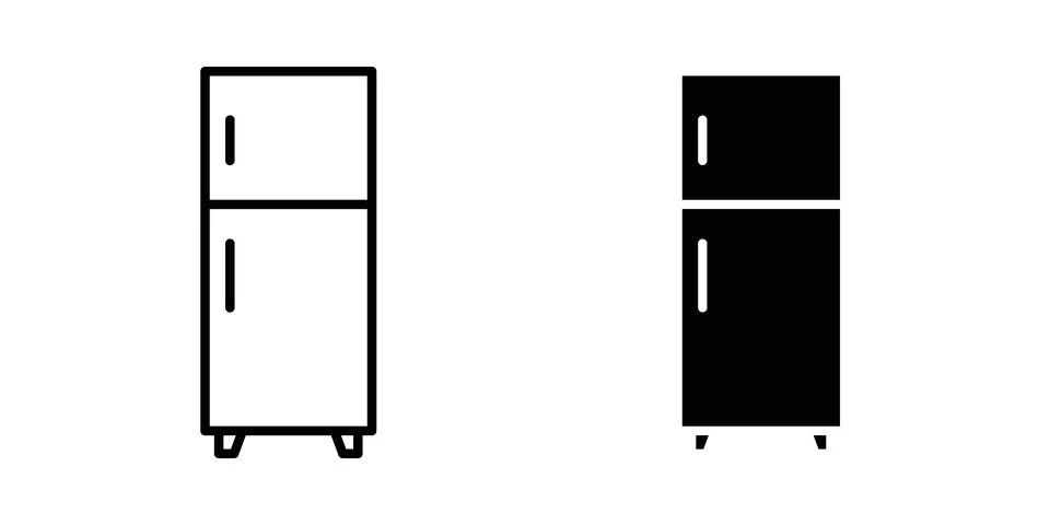 Refrigerator icon thin line and clipart style vector set Illustrazione stock
