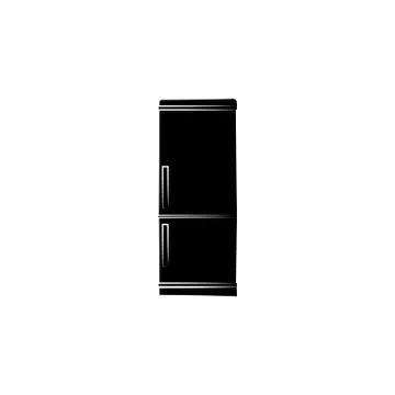Refrigerator icon vector black on white background Stock Illustration