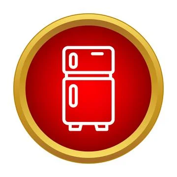 Refrigerator line icon on a red and gold circle Illustrazione stock