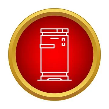 Refrigerator line icon in red circle Stock Illustration