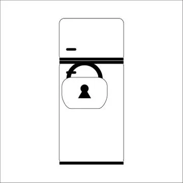 Refrigerator lock on the lock. Vector illustration. Drawing in the style of flat Stock Illustration