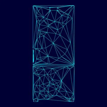 Refrigerator low poly triangulation triangulated polygonal electric cyan blue Ilustración de archivo