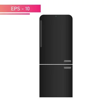 Refrigerator in the old style with two chambers, black stylish color, with a Stock Illustration