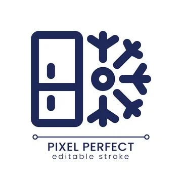 Refrigerator pixel perfect linear ui icon Stock Illustration