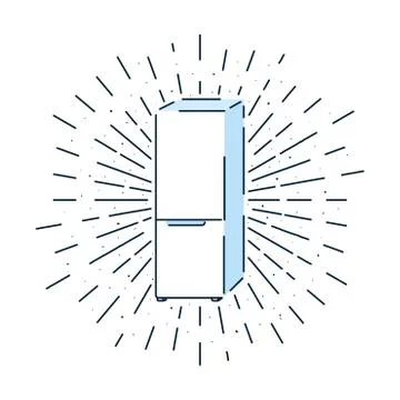 Refrigerator with sun rays vintage vector illustration Stock Illustration
