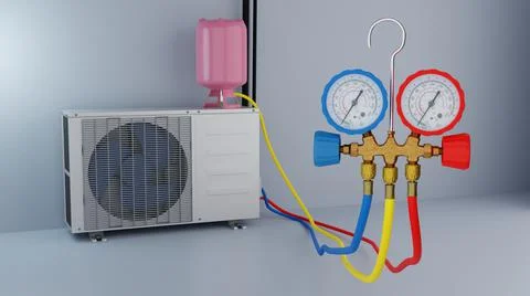 Refueling the air conditioner 3d Stock Illustration