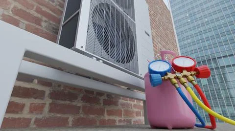 Refueling the air conditioner 3d Stock Illustration