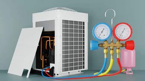 Refueling the air conditioner vrf 3d Stock Illustration