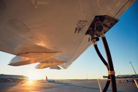 Refueling of the airplane Stock Photos