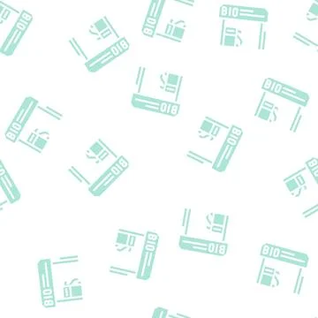 Refueling biogas station glyph vector seamless pattern Stock Illustration