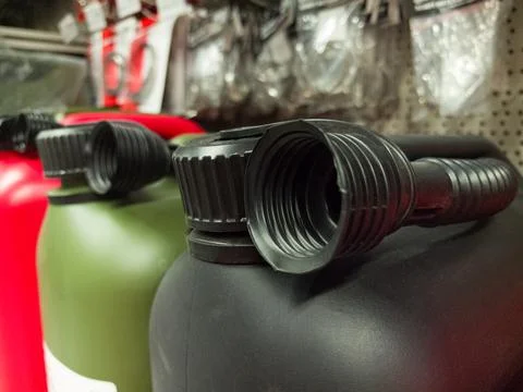 Refueling essentials captured in a hardware store on a busy afternoon Foto stock