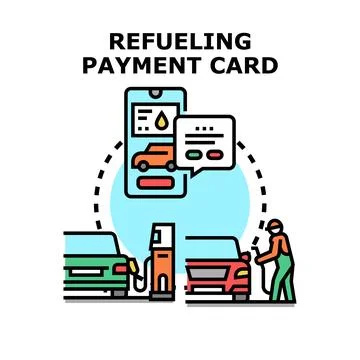 Refueling service payment card digital transaction concept Stock Illustration