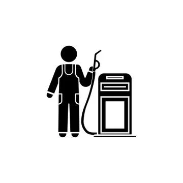 Refueling worker icon, refueller icon black on white background Stock Illustration