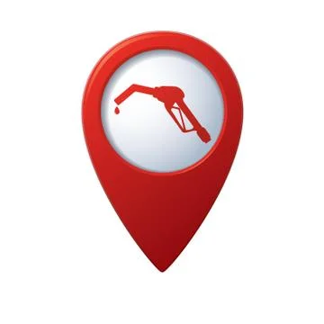 Refuelling icon red map pointer Stock Illustration