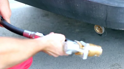Refuelling With Natural Gas Stock Footage