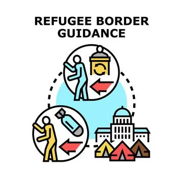Refugee border guidance concept seeking asylum process Ilustração Stock
