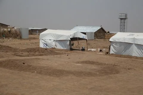 Refugee Camp in Desert Stock Photos