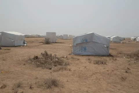 Refugee Camp in Desert Stock Photos