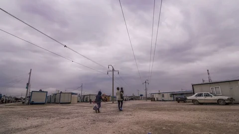 Refugee camp in Kurdistan Stock Footage 76549759