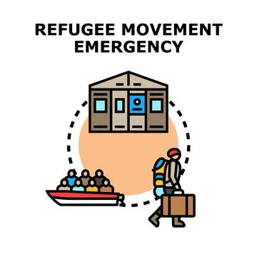 Refugee camp structure providing shelter for displaced people Stock Illustration