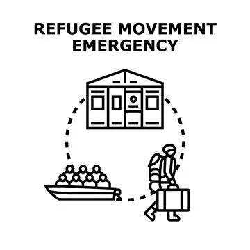 Refugee camp structure providing shelter for displaced people Stock Illustration