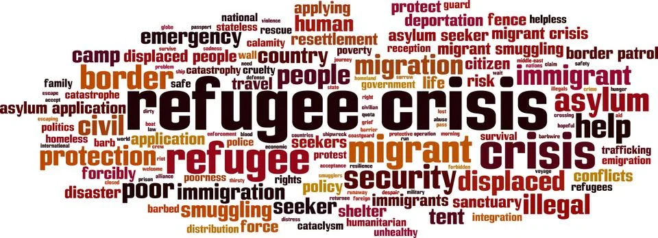 Refugee crisis word cloud Stock Illustration