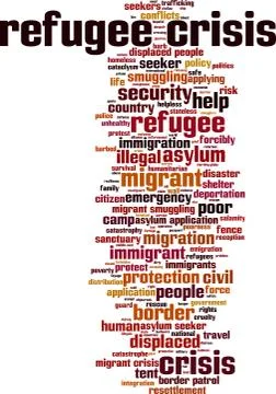 Refugee crisis word cloud Stock Illustration