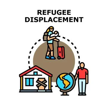 Refugee displacement depicting forced migration and global crisis Stock Illustration