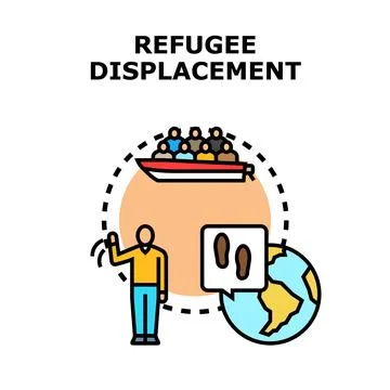 Refugee displacement representing social problem migration concept Stock Illustration