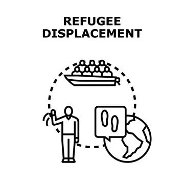 Refugee displacement representing social problem migration concept Stock Illustration