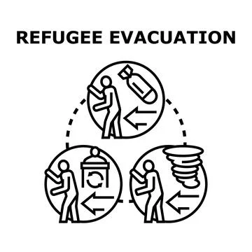 Refugee evacuation concept illustration moving from danger Stock Illustration