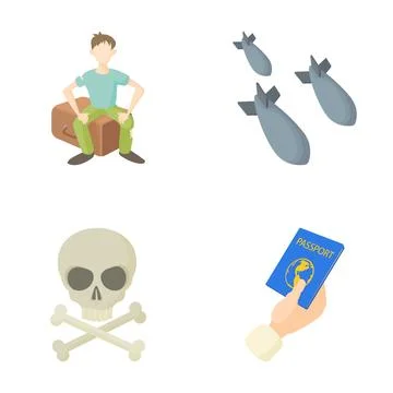 Refugee experiencing war, conflict, and migration challenges Stock Illustration
