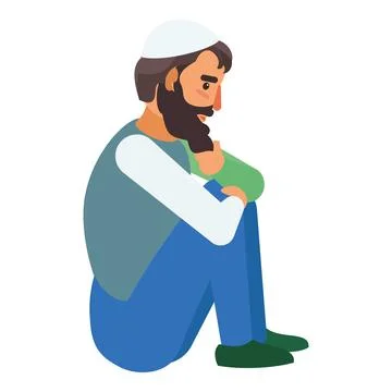 Refugee man icon, flat style Stock Illustration