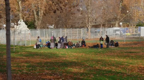 Refugee People In Park Video stock 59591775