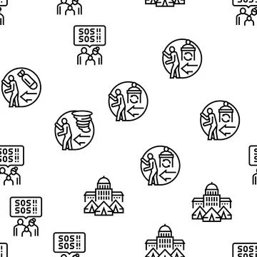 Refugee From Problem Collection Icons Set Vector イラスト素材