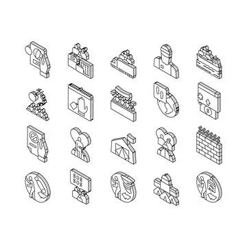 Refugee From Problem Collection isometric icons set vector 스톡 일러스트