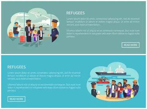 Refugees Collection Web Pages Vector Illustration Stock Illustration
