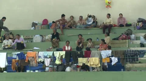 Refugees At Evacuation Center During Merapi Volcano Crisis Stock Footage 8980799