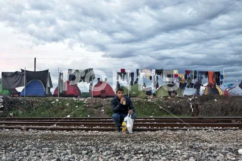 Refugees Greece Stock Photos