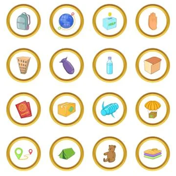 Refugees icons circle Stock Illustration